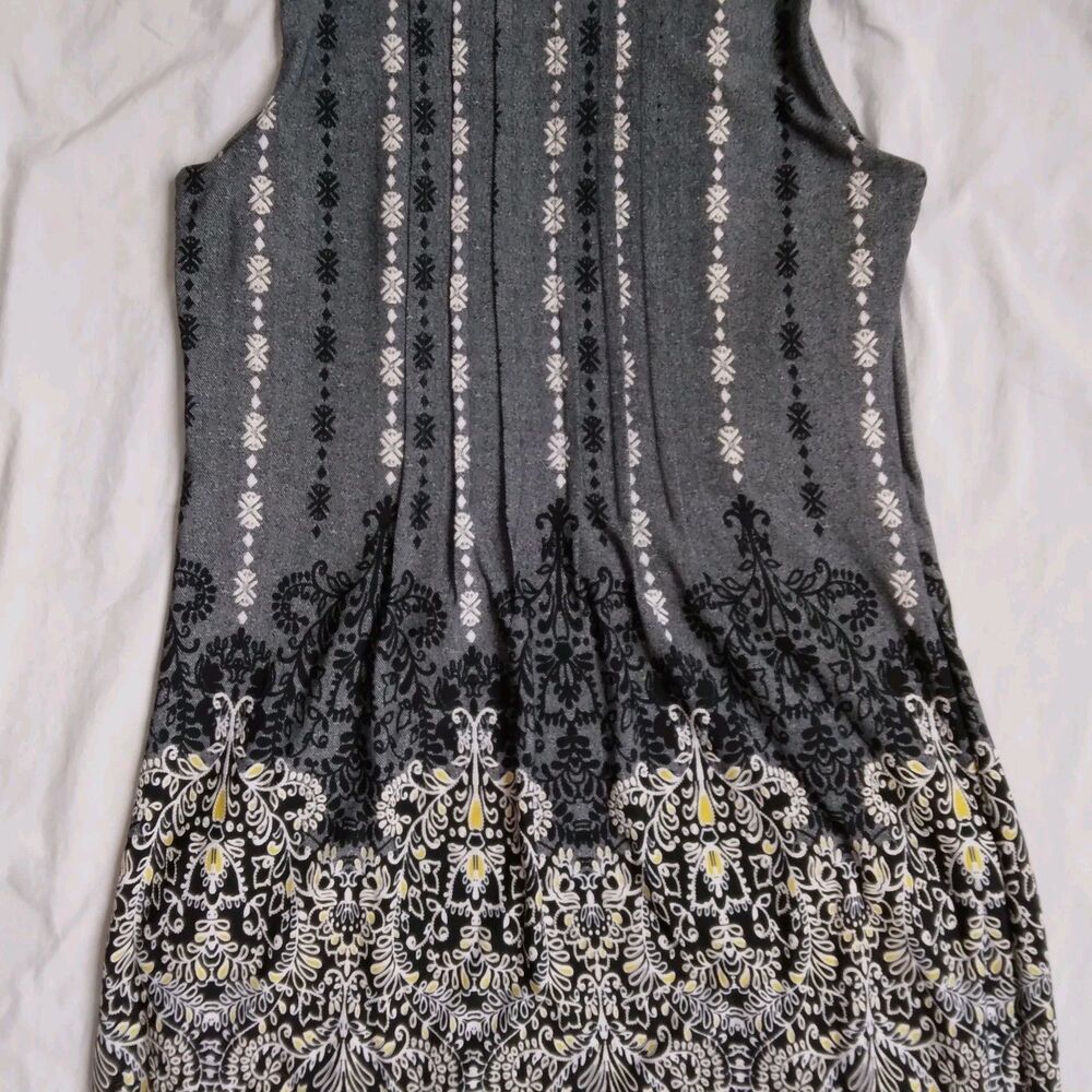 Perceptions New York Black White Yellow Dress Pleated Sleeveless Career Size 8 - Picture 9 of 10